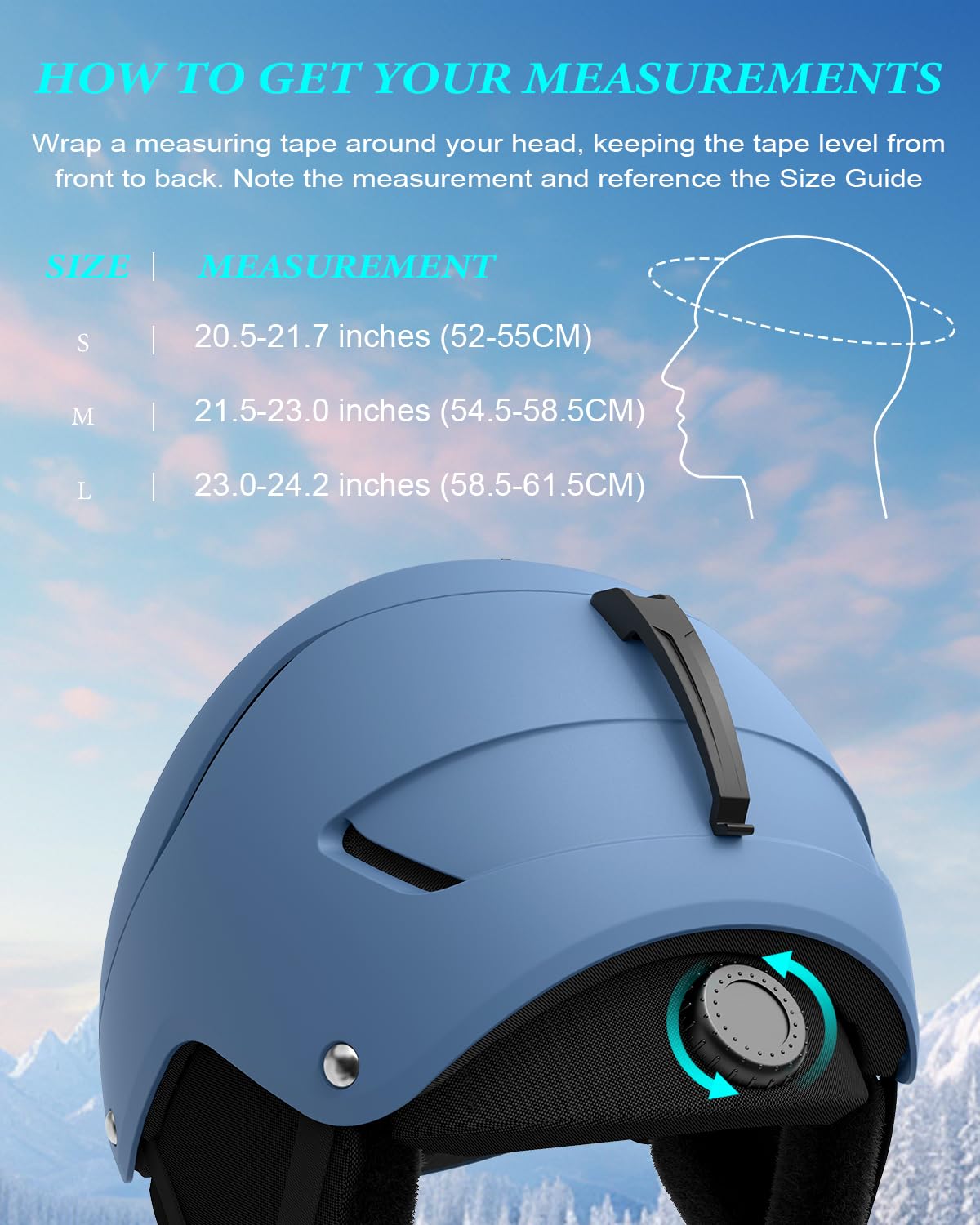 Skihelm, Skihelme Herren Damen Jugendliche Größenverstellbar,Warme Flusen-Ohrpolster Snowboardhelm,Leichter Ski Helm mit Verstellbarem Belüftungssystem,Kompatibel mit Einer Skibrille
