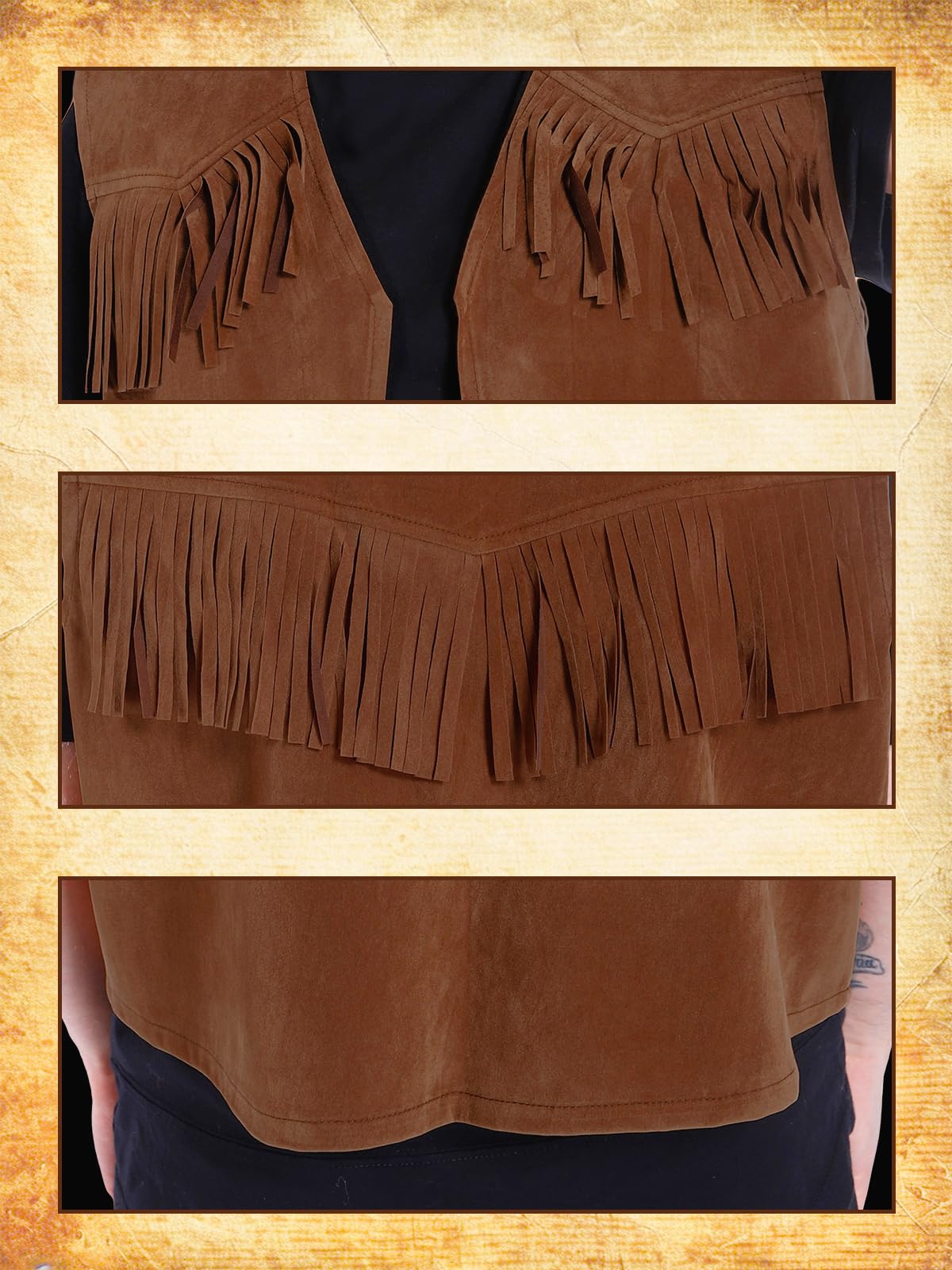 Wildarms Gilet da cowboy occidentale da uomo, perfetto per Halloween, carnevale e feste a tema