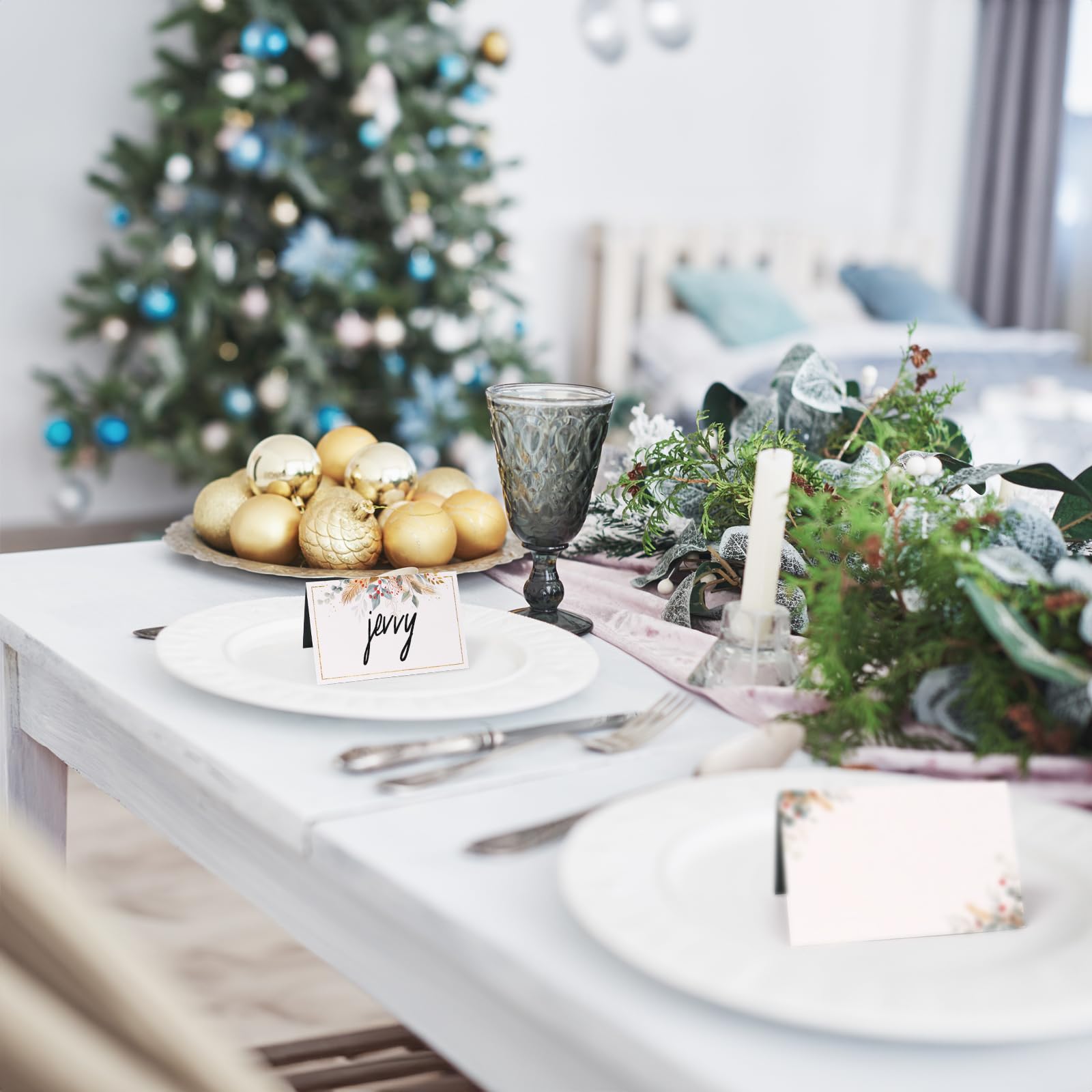 BETESSIN Weihnachts Tischkarten - 50 Stück Rentier Motiv Platzkarten