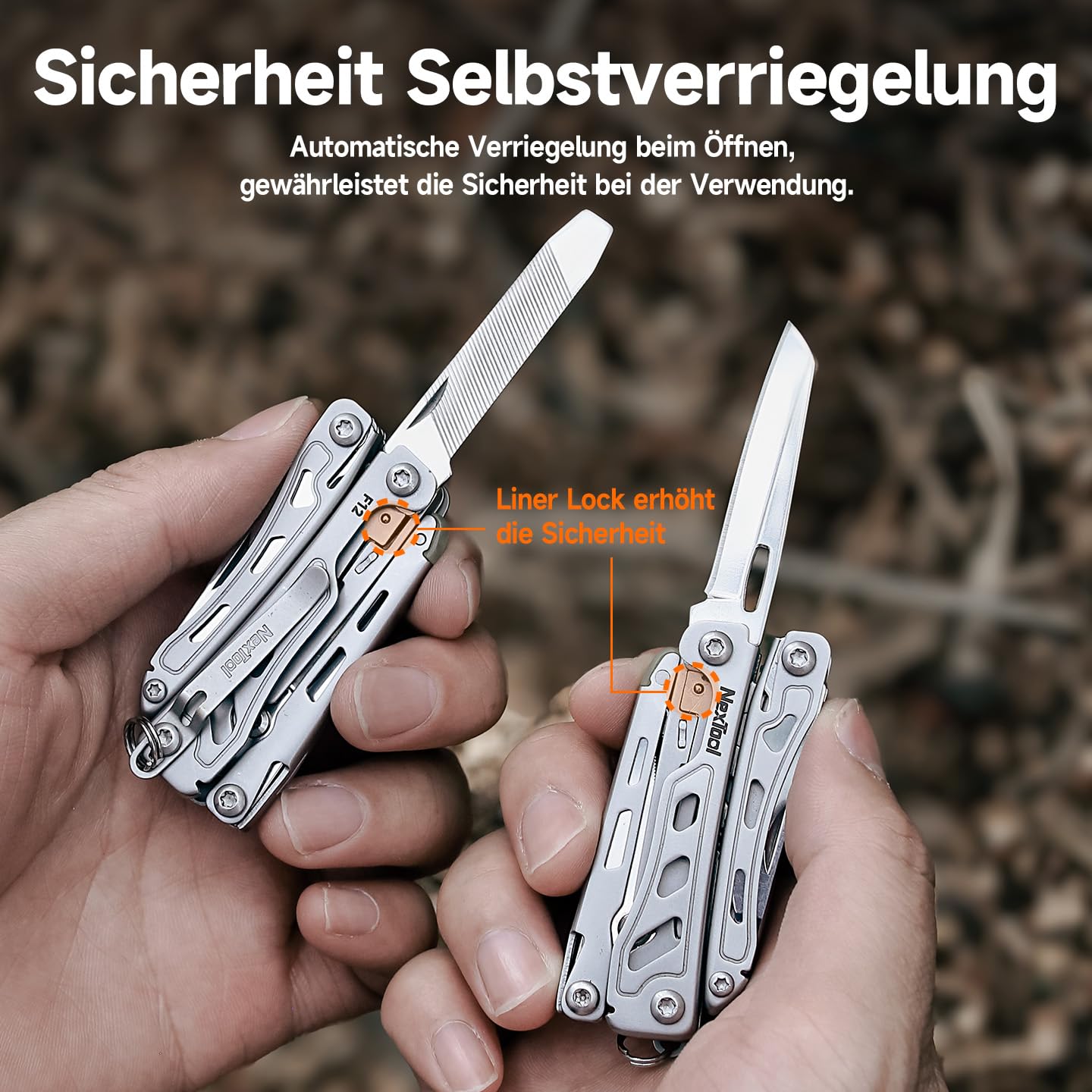 NexTool Multitool,F12 Mini Flagship 13 IN 1 Multitool Werkzeug für Schlüsselanhänger mit Zackenschere,Feile，Sicherheitsverriegelung,Upgrade 80CrMoV14 Stahl für EDC,Outdoor & DIY,Geschenk für Männer