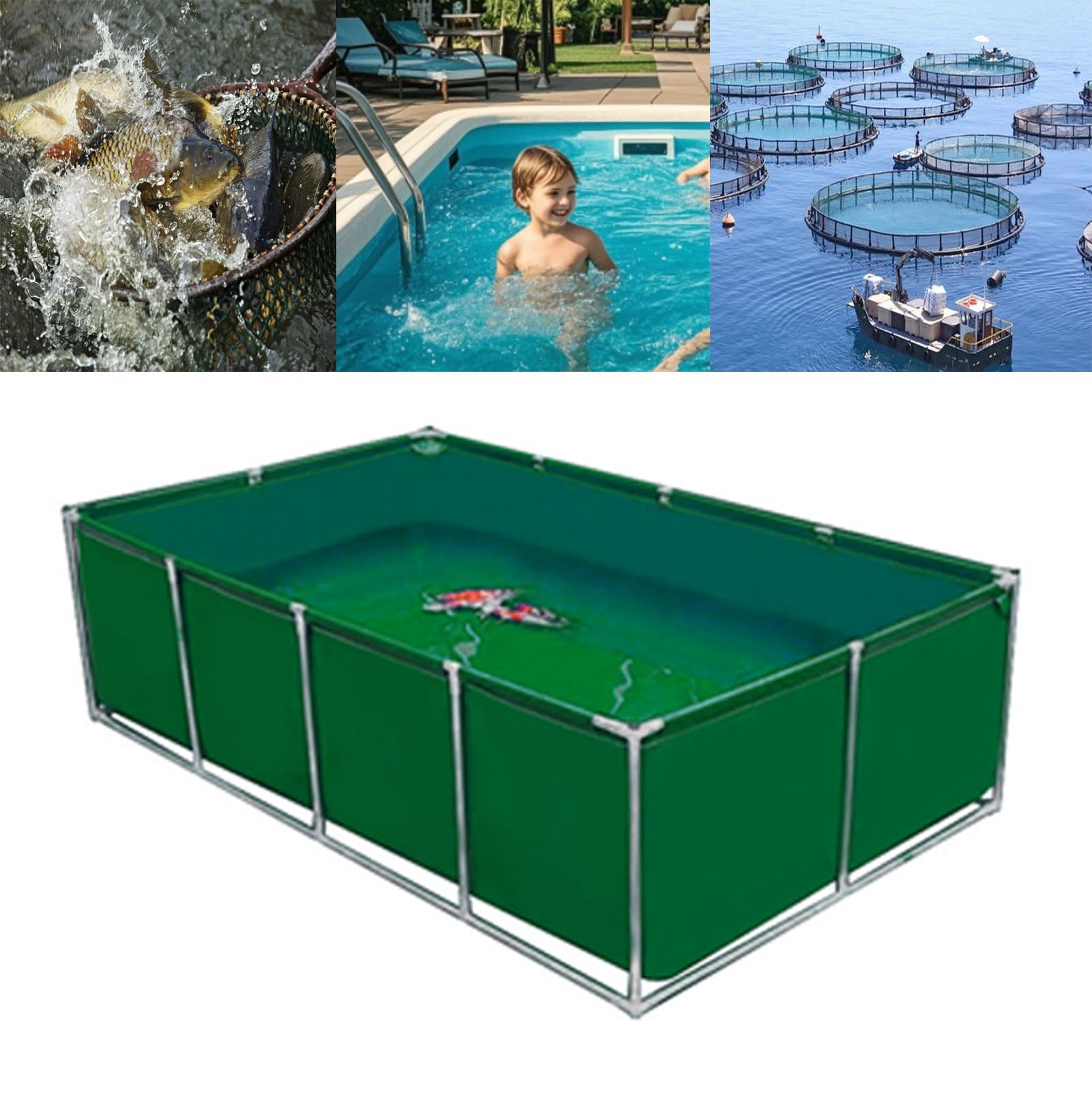 Acuario Grande De PVC/Lienzo,Genérico Estanque de Acuario Grande para Interior,Piscina Ornamental con válvula de Drenaje,para criar koi,riego,Almacenamiento de Agua（tamaño:L200xW150xH40cm