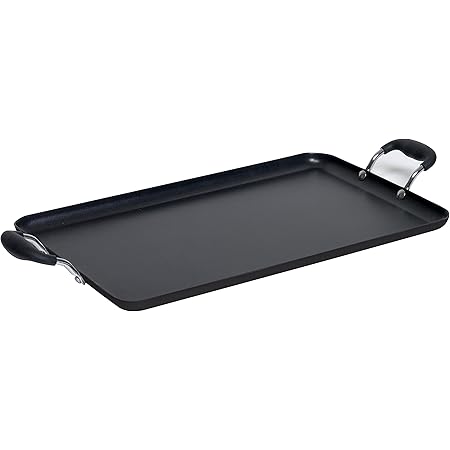 IMUSA USA, Black Soft Touch Double Burner/Griddle, 20" X 12"