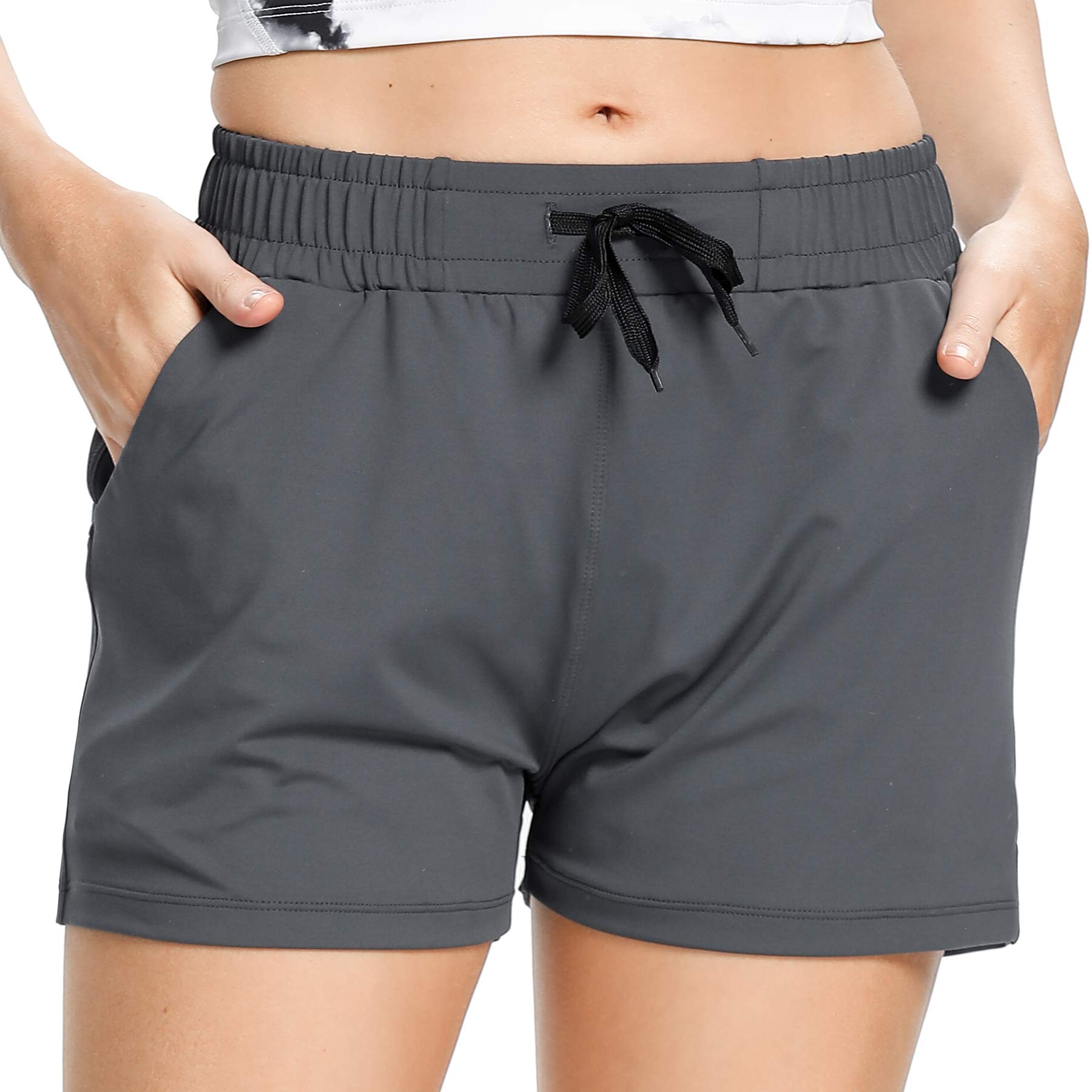 Mesily Women's Workout Hiking Shorts Elastic Waist Workout Travel Active Shorts
