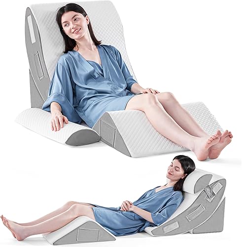 Yojoker Juego de 4 almohadas ortopédicas de cuña para dormir, almohada de espuma poscirugía para aliviar el dolor corporal, espalda y piernas,