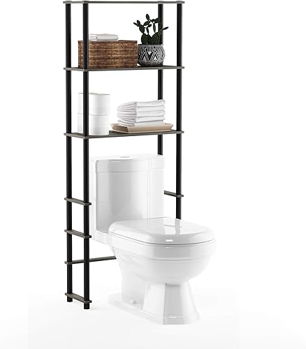 Miniatura 7 de Furinno Turn-N-Tube con 5 estantes para ahorrar espacio en el inodoro, color espressonegro