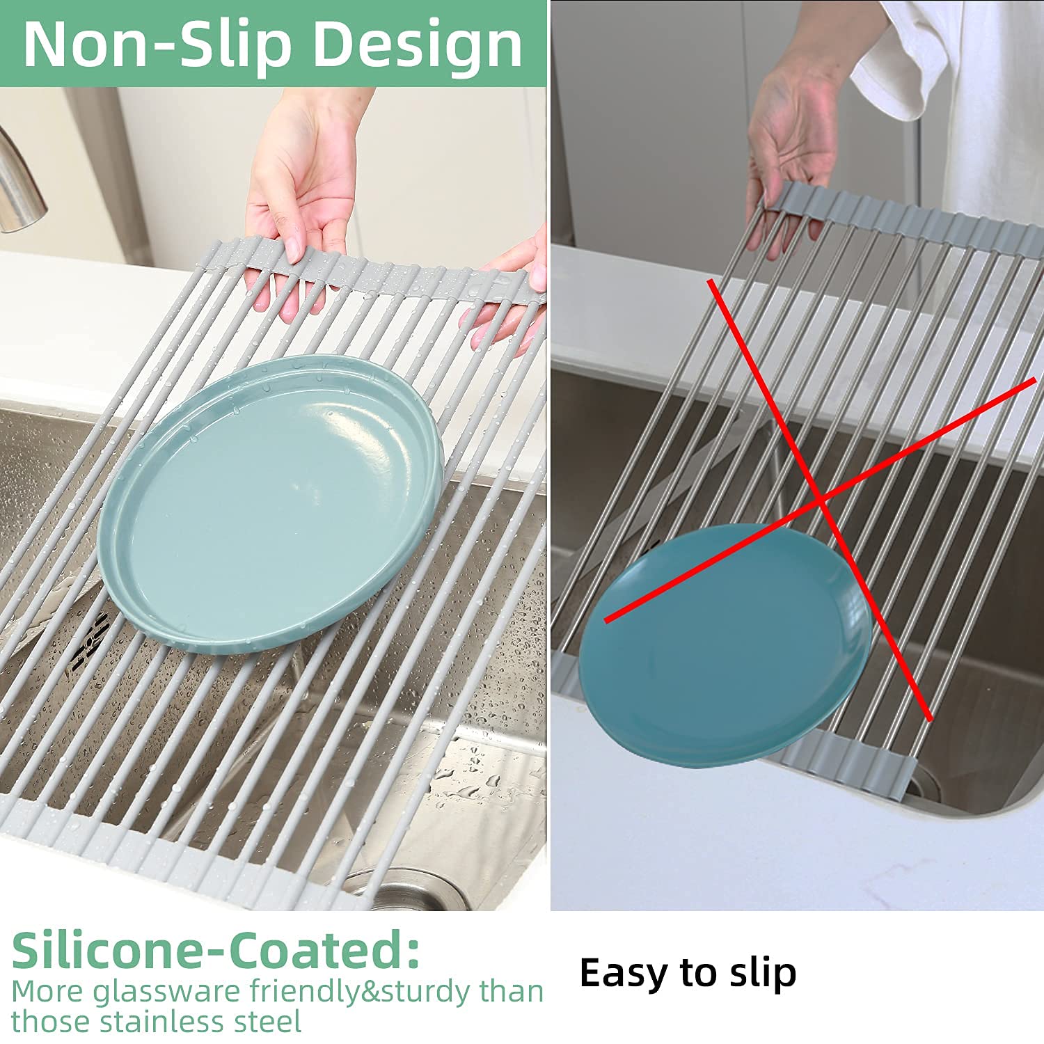 Roll Up Dish Drying Rack, Ohuhu Over The Sink Multipurpose RollUp Dish