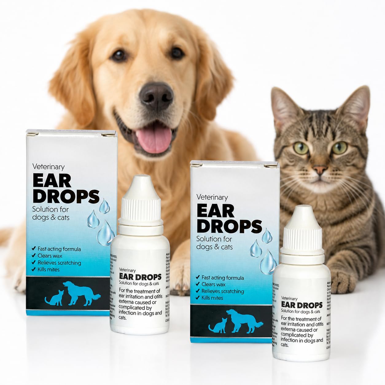 W-Direct Dog & Cat Ear Drops (2 Pack | 14ml each) – Fast Acting Ear Mite & Wax Removal Treatment – Veterinary Licensed Relief for Ear Irritation & Otitis Externa