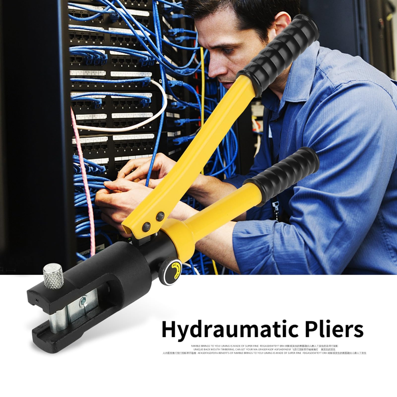 Haofy Herramienta de Engarzado de Terminales de Engarzado de Batería de Cable de Alambre Hidráulico 10T con Troqueles para Electricistas Profesionales