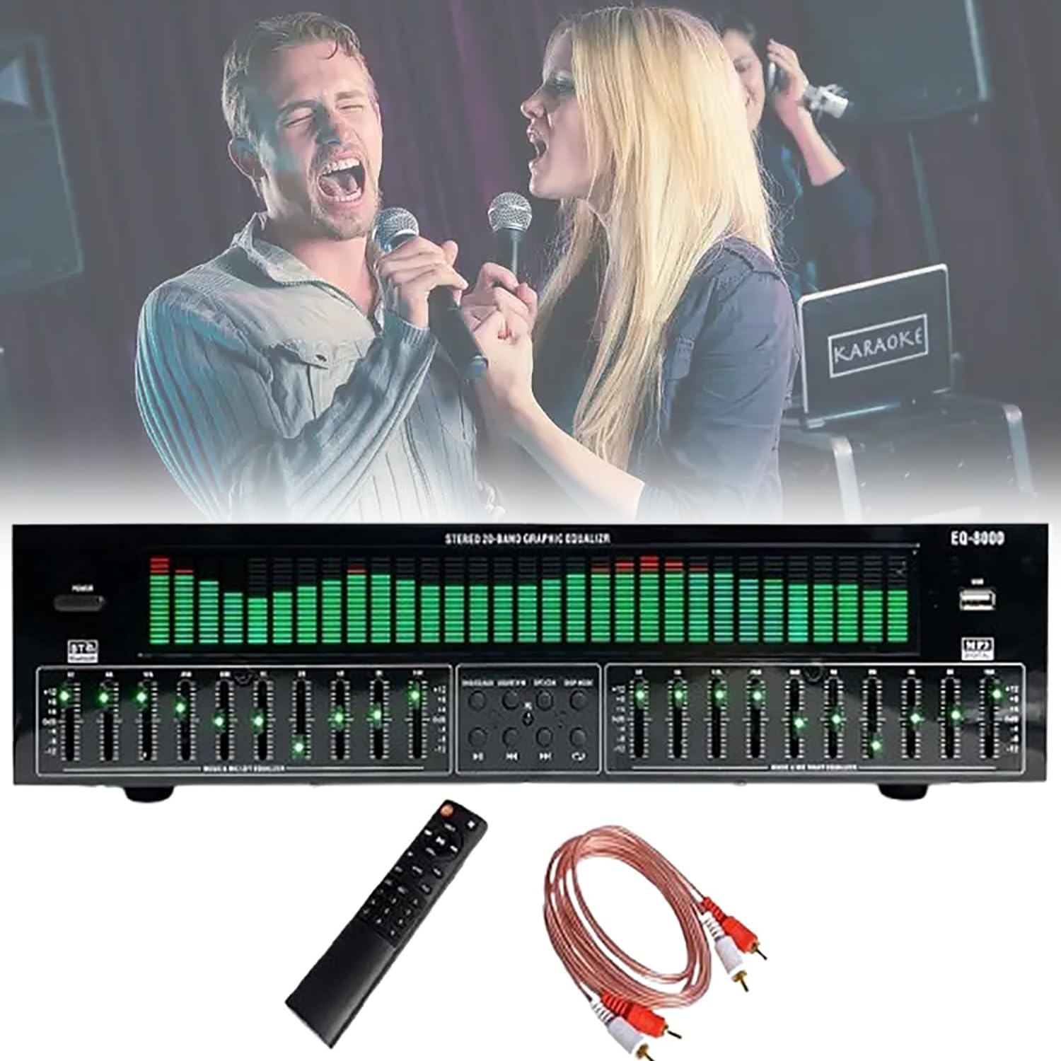 COYEUX Equalizzatore Digitale a 31 Bande, Equalizzatore Grafico Stereo Digitale, 10 uscite con Effetti preimpostati, Supporto Funzione Bluetooth, per Auto, Feste, Camera da Letto, casa