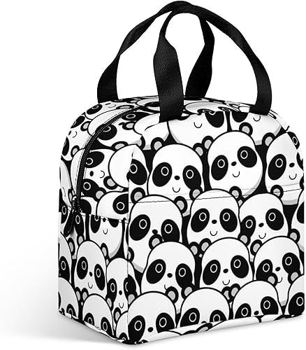 Miniatura 1 de Bolsas de almuerzo grandes con aislamiento para pícnic, caja de almuerzo reutilizable para oficina, compatible con lindo panda blanco y negro