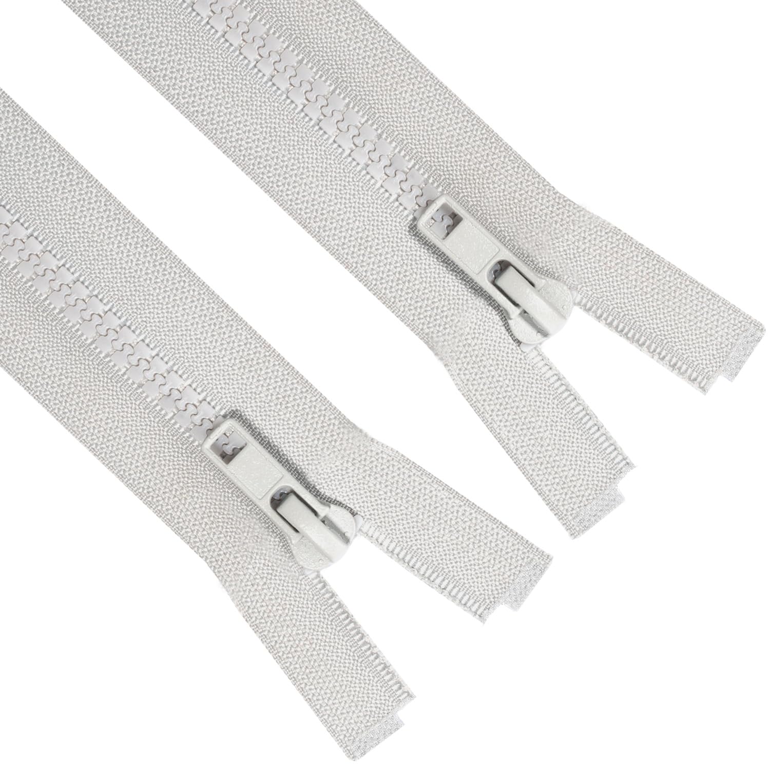 Sawoake 2PCS #5 100 Inch Syparating Jacket Zippers for Sewing Coats Jacket Zipper Gray Molded Plastic Zippers Bulk Tailor DIY Sewing Tools for Garment/Bags/Home Textile