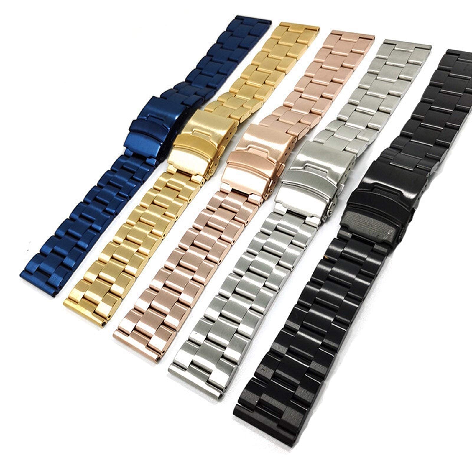 QHQQXN Correa de Reloj, Correa de Acero Inoxidable sólida de 20 mm y 22 mm, Correa Plegable de Metal, Accesorios de Reloj de Pulsera de Repuesto para Hombre
