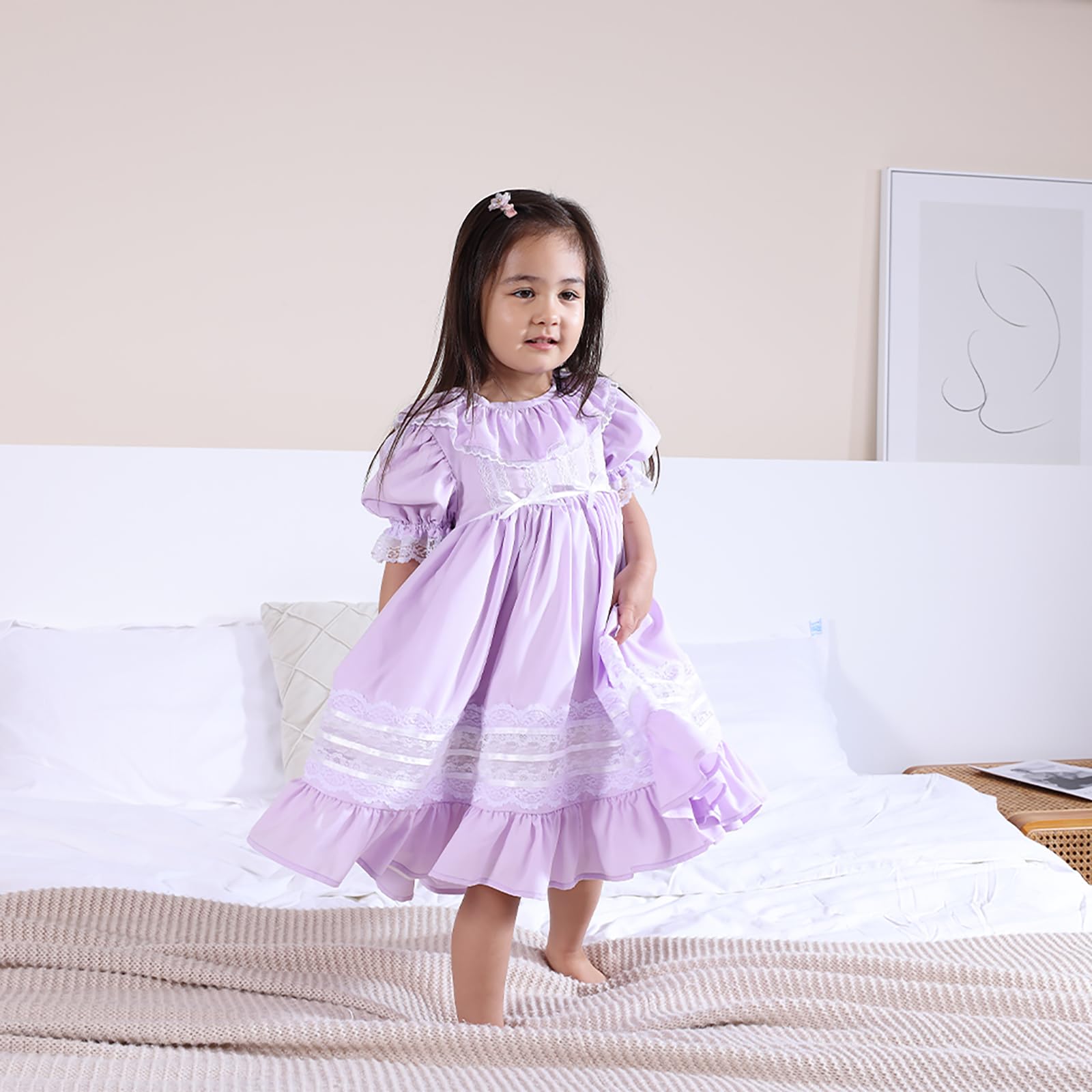 Mädchenkleid, Vintage-Kleid, Bluebell-Erbstück-Kleid, Puffärmel, Mädchen-Sommerkleid, Babyblaues Kleid für Mädchen