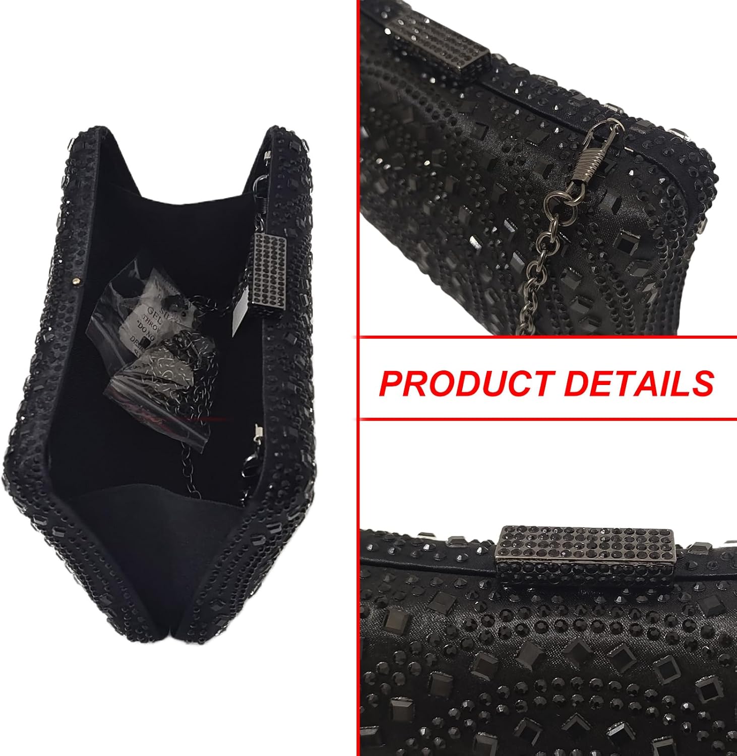 Crystal Box Clutch Rhinestone Handbags For Women Party Purse Wedding Evening Bag - Image 3