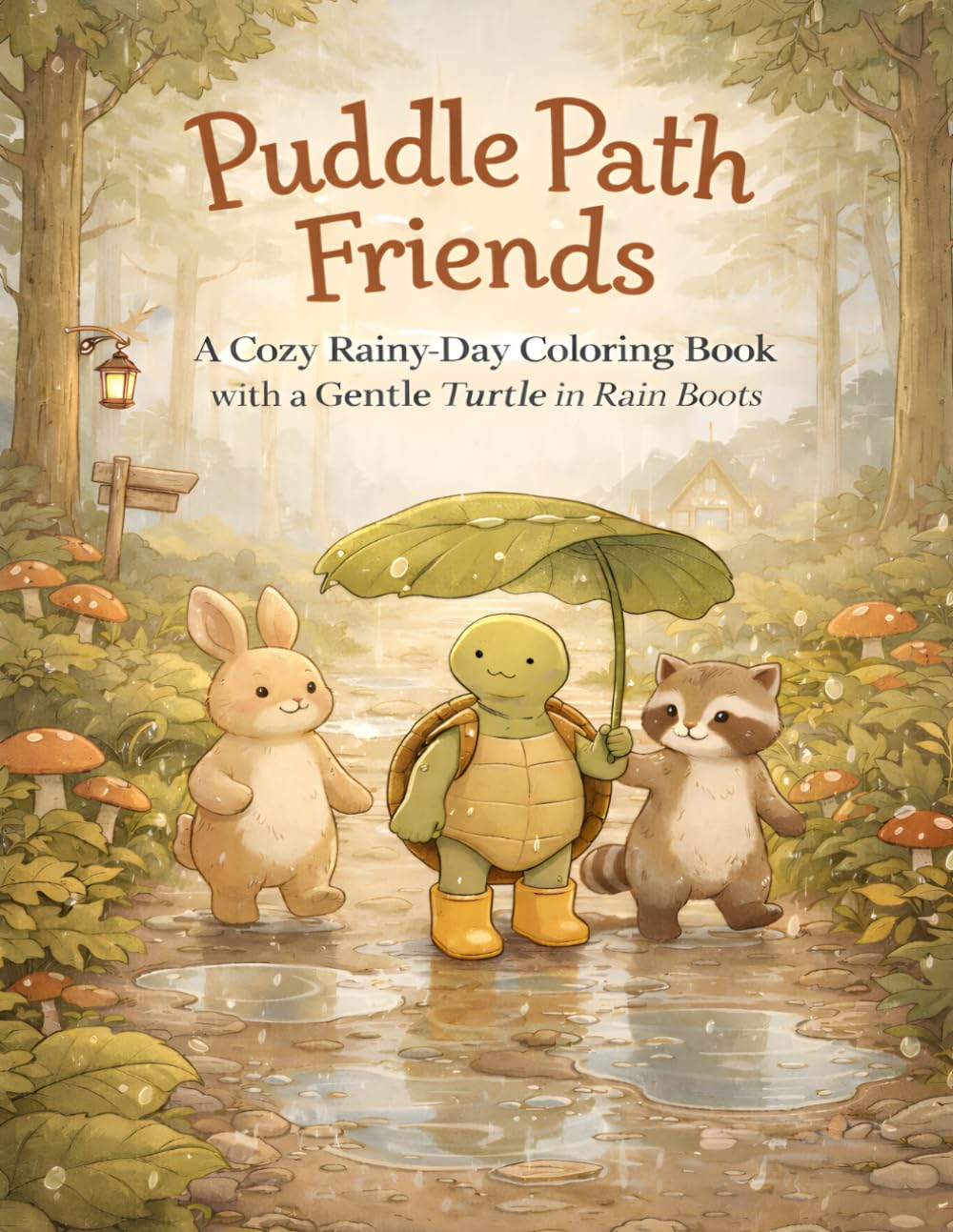 Puddle Path Friends: A Cozy Rainy-Day Coloring Book with a Gentle Turtle in Rain Boots (The Rainy Day Friends Collection)