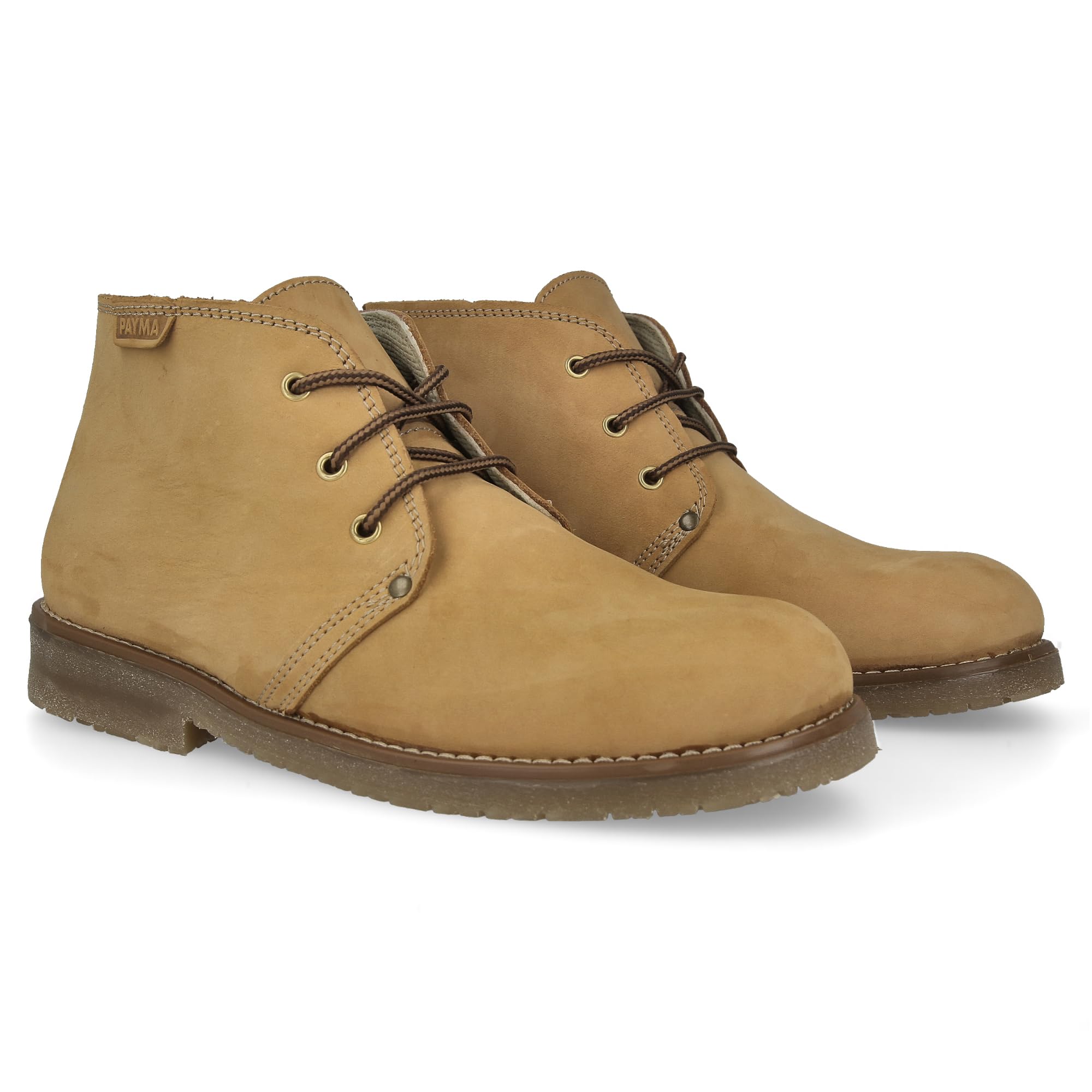 Stivali Safari da Uomo in Pelle Rustici e Nobuk. Chukka Stivaletti Scarpa per Lavoro Casual, Outdoor e Giardinaggio. Chiusura Lacci. Suola di gomma.