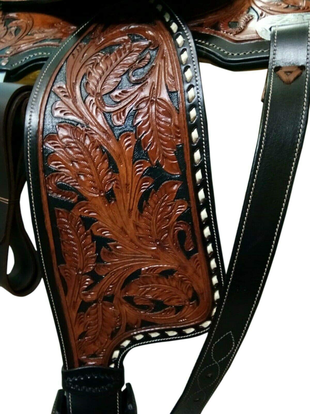 Western Horse Saddle Leather Western Barrel Racing Trail Horse Saddle con testiera