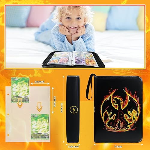 Miniatura 4 de Carpeta de tarjetas de 4 bolsillos, 440 bolsillos con 55 fundas extraíbles para juegos de JCG, colección de tarjetas coleccionables deportivas,