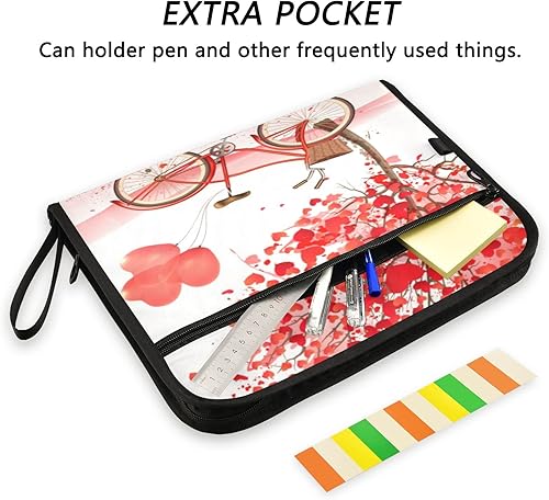 Miniatura 2 de VIGTRO Carpeta de archivos expandible de 13 bolsillos para bicicleta de árbol para el día de San Valentín, impermeable, con etiquetas adhesivas,