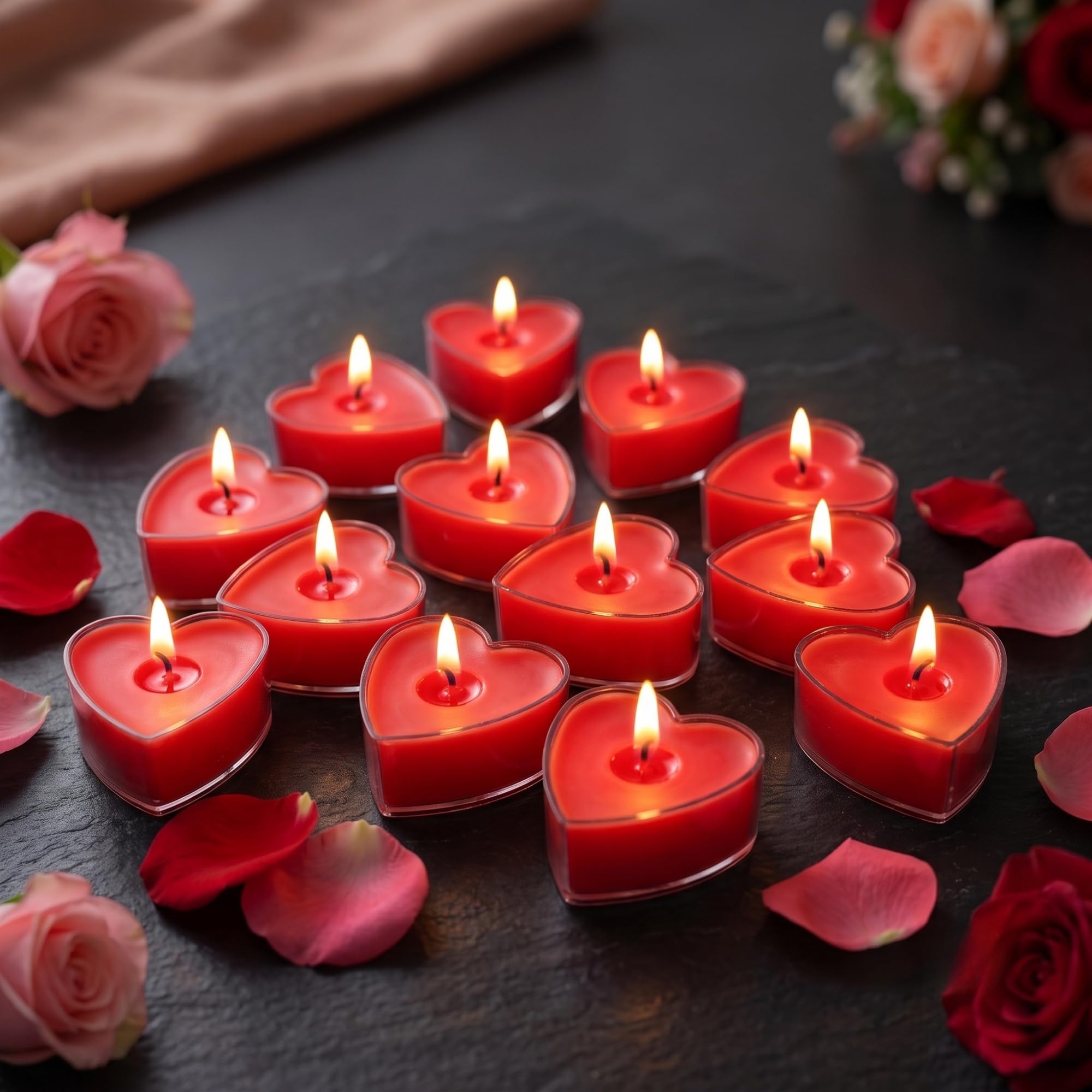 Rose Scented Heart Candles - Pack of 12 -2