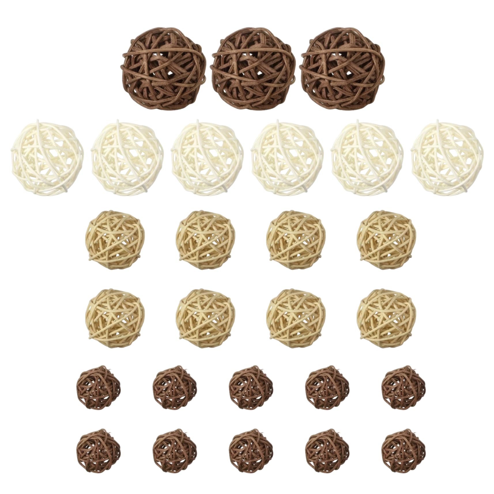 Rwigeboo 1 Set Rattan Balls, 4 Sizes Wicker Balls Vase Fillers Decorative Orbs Natural Spheres for Wedding Party Christmas Decoration Decorative
