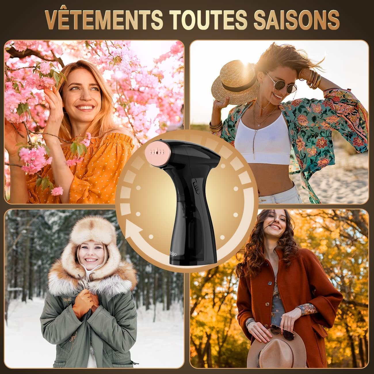 Rolipo Défroisseur Vapeur, Fer à Repasser de Voyage Portable Pour la Maison, Le Bureau ET Les Voyages, Compact ET Léger, Chauffe Rapide, Steamer Défroisseur (black)