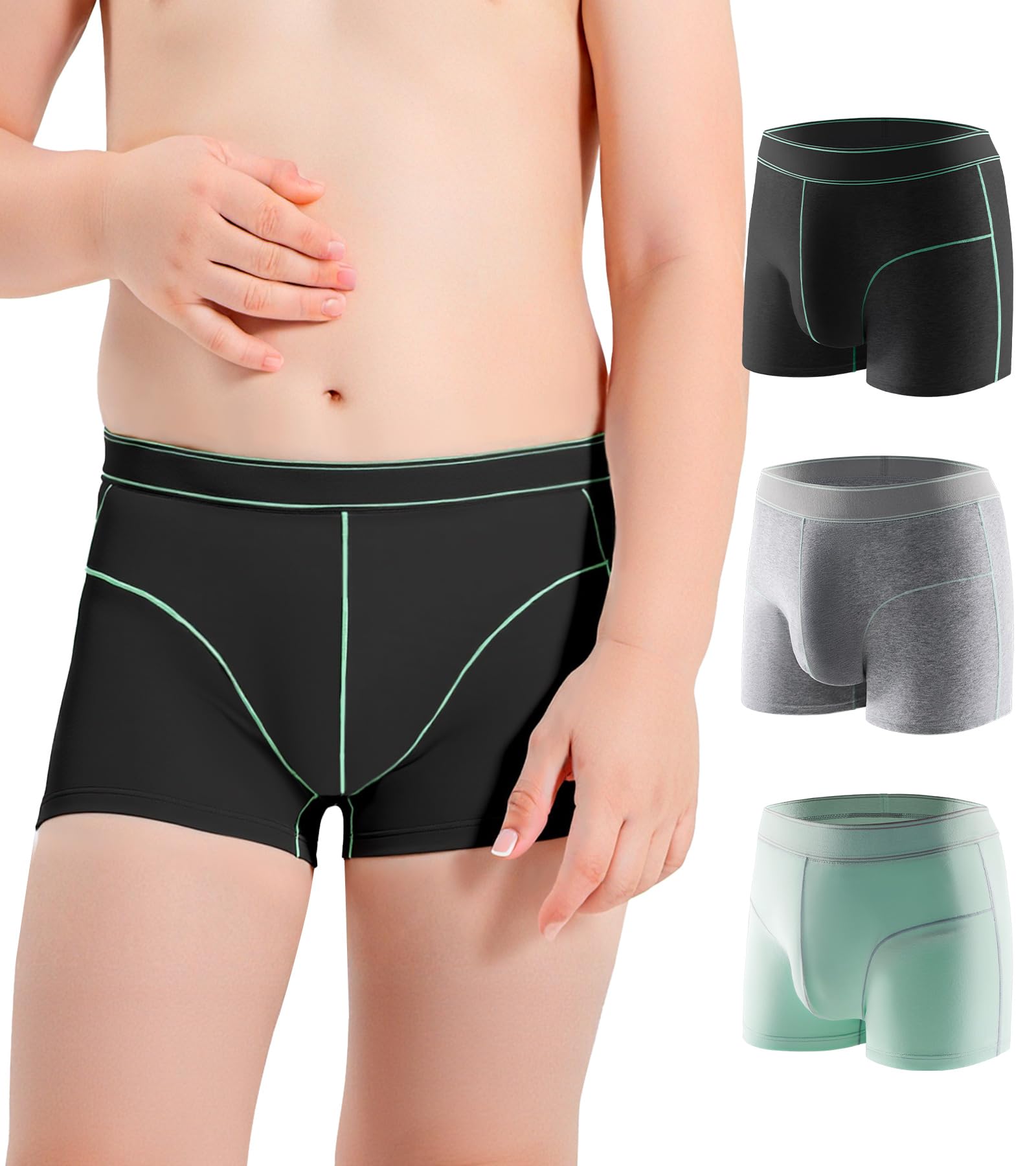 Carer Jungen Inkontinenz-Boxershorts 3er-Pack Waschbare Baumwollunterwäsche mit 70 ml Absorption für Harnverluste Bettnässen Sauberkeitstraining und leichte bis mittlere Inkontinenz