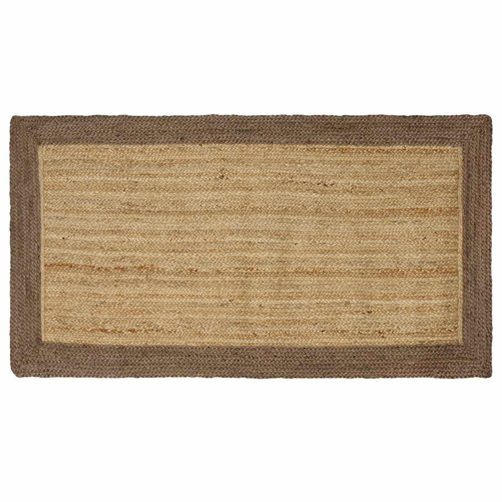 Tapis de salon gris 100x200 anti-usure, grand tapis rectangle en jute fait main