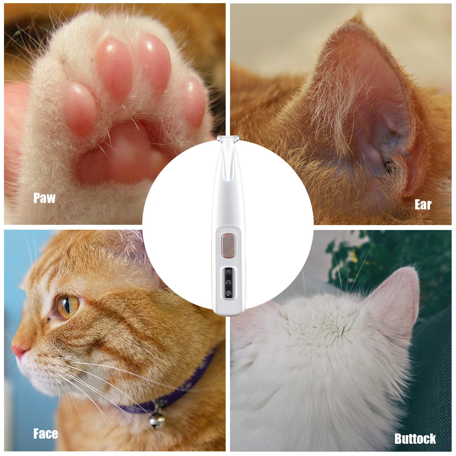 3 en 1 Tondeuse Chat Professionnelle: Silencieuse Tondeuses pour Chat Étanchéité IPX7,Sans Fil Fondeuse Toilettage pour Animaux avec Câble USB Rechargeable pour Chat et Chien (1 PCS)