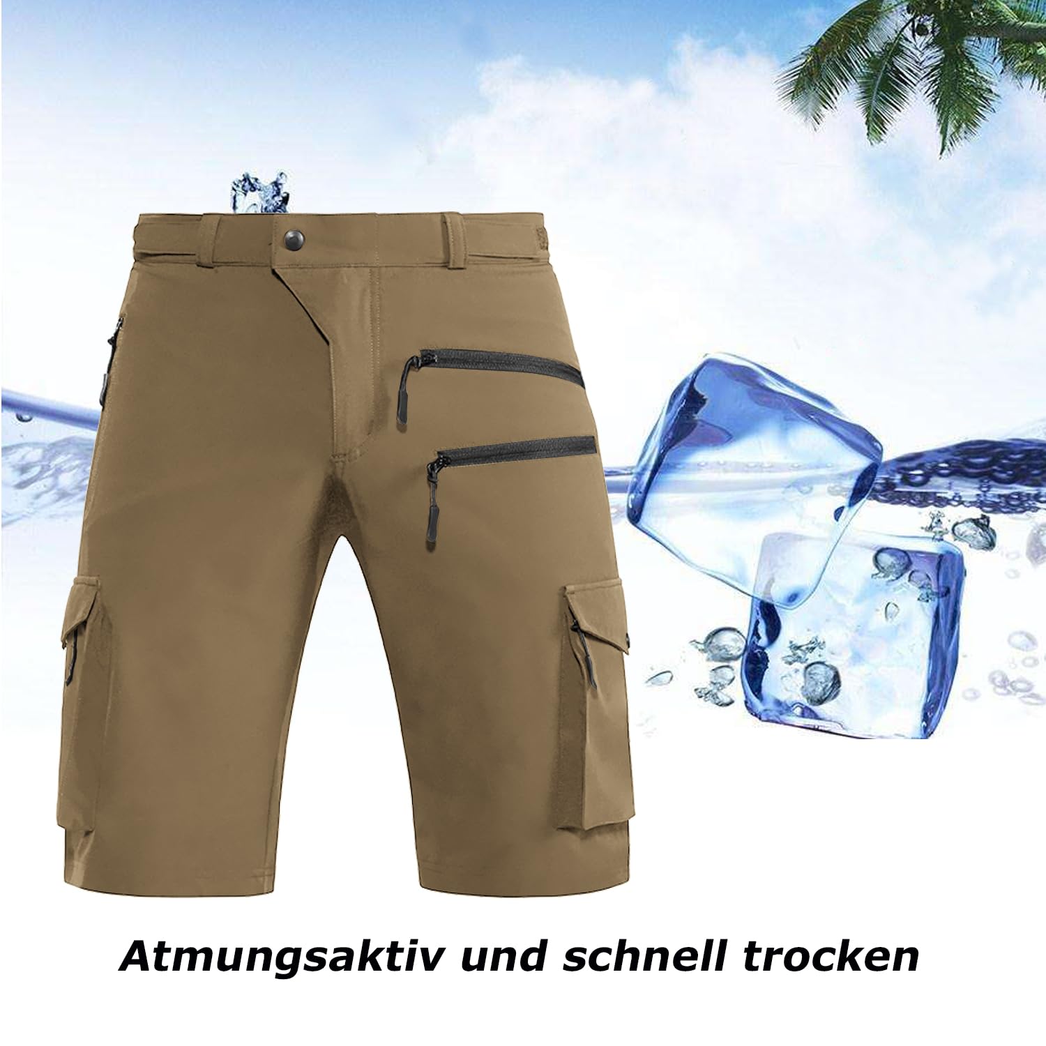 Hiauspor Pantalones cortos para hombre, verano, ligeros, de secado rápido, con 5 bolsillos, bermudas cargo, pantalones de senderismo, deporte, chino, trekking, exterior, MTB, pantalones cortos,