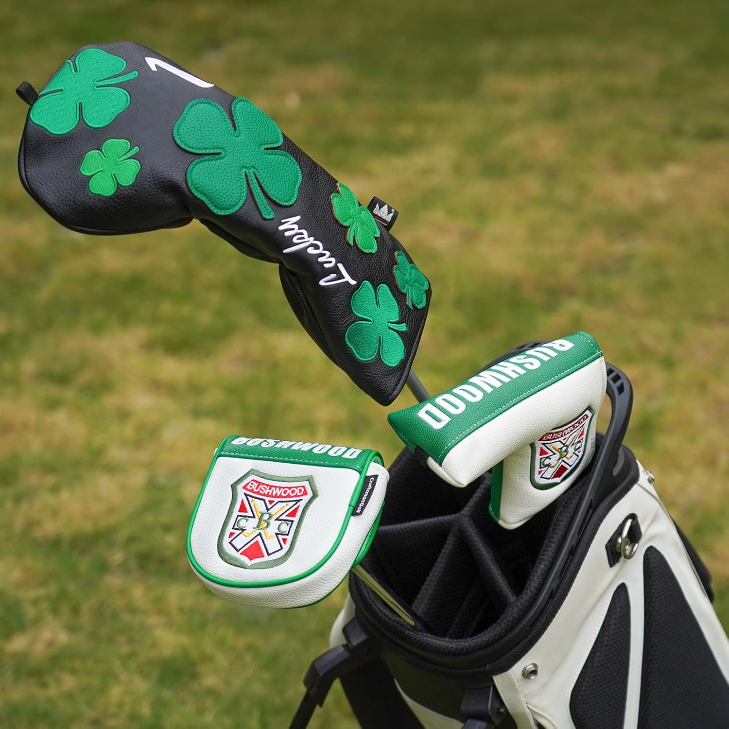 Craftsman Golf Bushwood Golf White and Green Putter Headcover Cover Protector for Blade and L.A.B. Golf DF3 Putters
