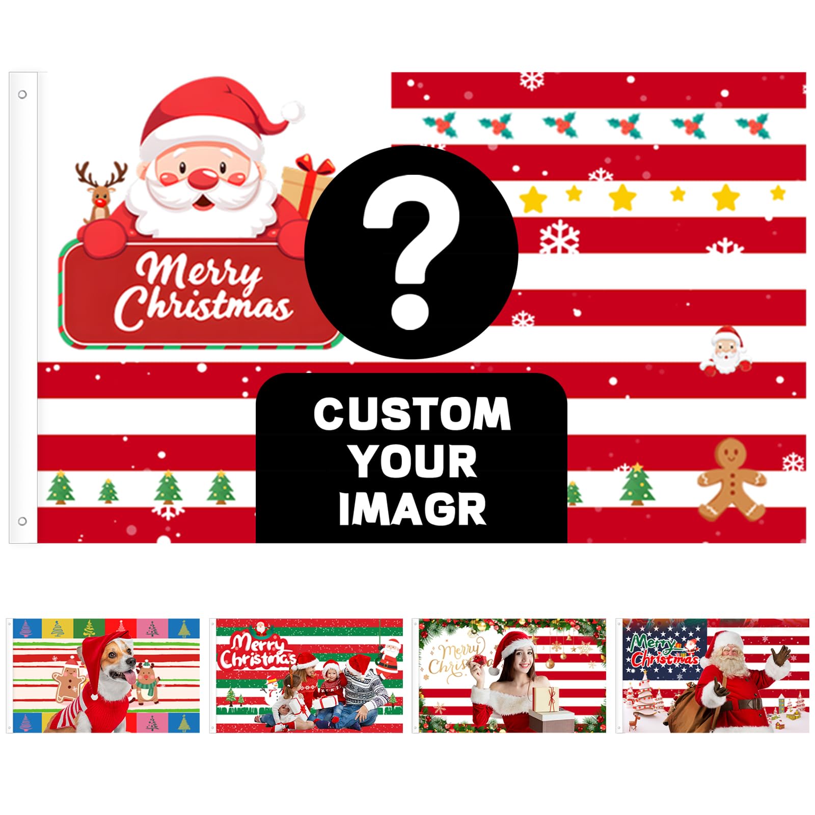 Custom Flag, Personalised Flags, Make Your Own Flag with Print Photo/Logo/Text, Customised Flags for Christmas Birthday Holiday Livingroom Bedroom Decor (Christmas Flag) — image 1