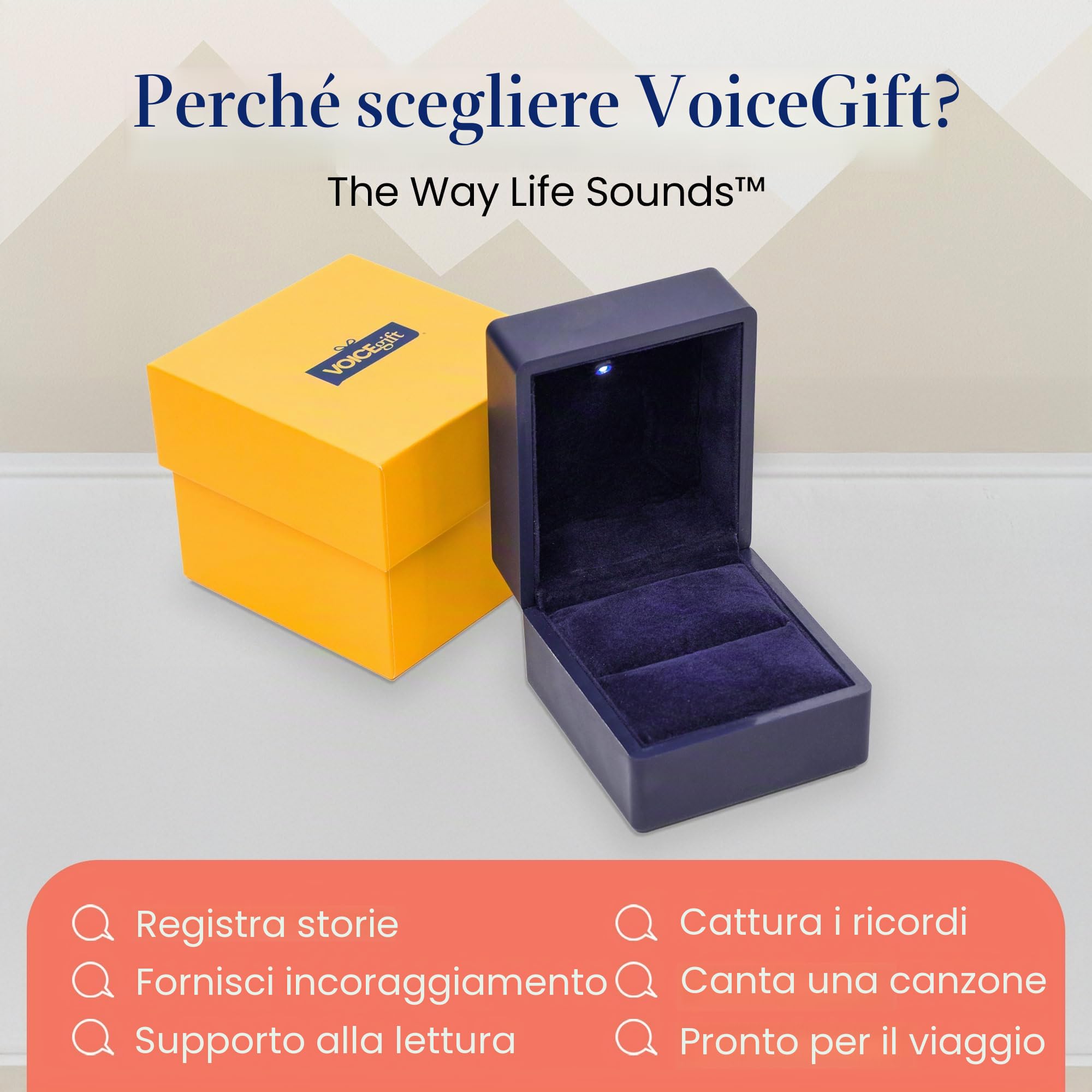 VOICEGIFT Registratore di suoni e audio da 60 secondi per cornici, album e album (Scatola ad anelli registrabile | Blu notte)