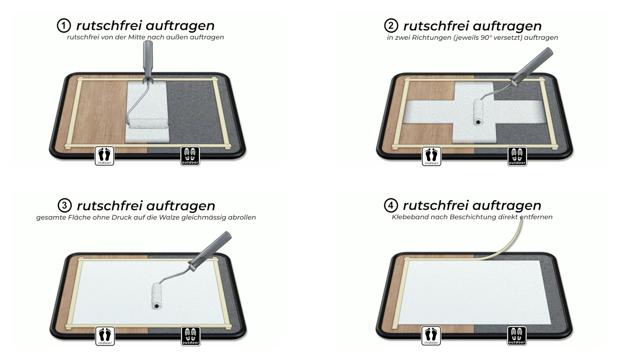 soft - transparente Antirutschbeschichtung für den Barfußbereich - Rutschschutz für Badewanne, Dusche, Fliese, Treppe, Holz, Terrasse und alle Oberflächen im Innen- und Außenbereich
