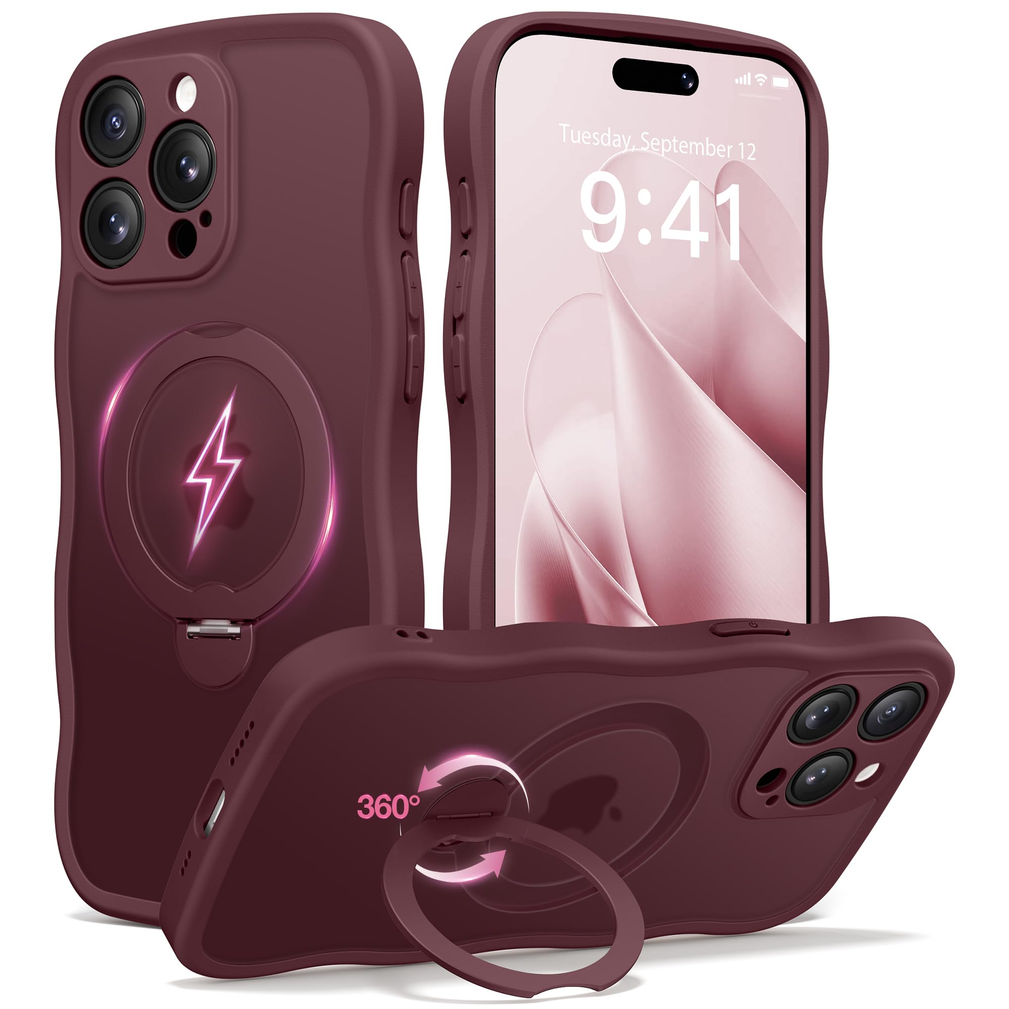 Coque iPhone 15 Pro antichoc translucide mate rouge avec support - 8