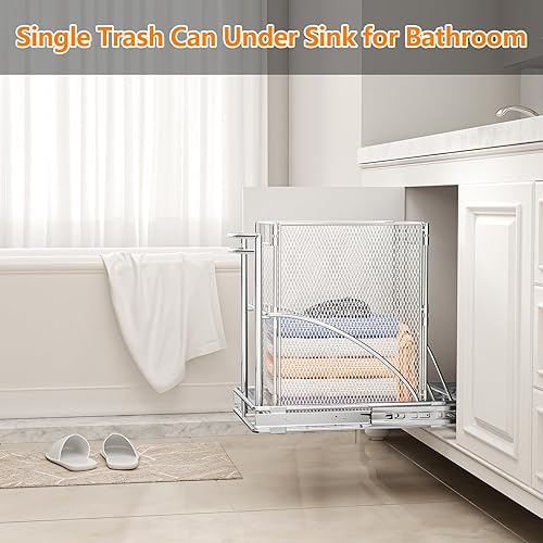 Miniatura 8 de ANASTA Bote de basura extraíble debajo del gabinete, cierre suave debajo del fregadero extraíble para encimera de cocina, requiere una apertura de