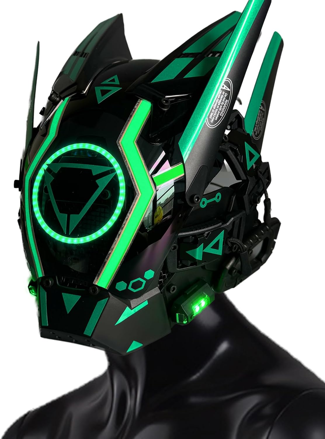 Punk Helmet for Adults, Futuristic Techwear Mask, Light Up Halloween Cosplay Mask