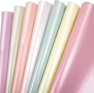 Tissue Paper for Gift Bags, 105 Sheets of 7 Metallic Colors Assorted Pastel Tissue Paper for Packaging Crafts, Pearlescent Shimmer Wrapping Tissue Bulk for Wedding Birthday Baby Shower, 20 x 14 Inches