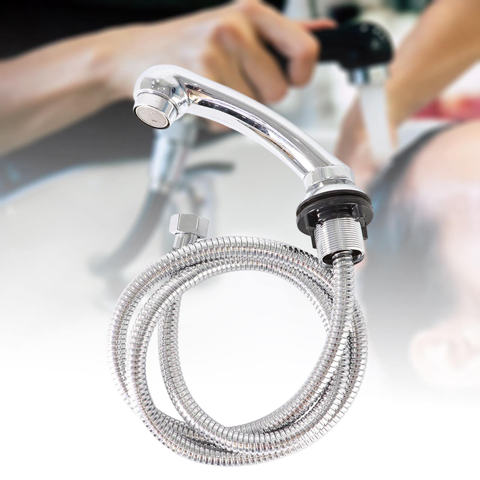 perfk Rociador de Grifo de salón de Belleza con Tubo de Manguera, reemplazo de Fregadero de tazón de champú Profesional de Mano para peluquería, Argén
