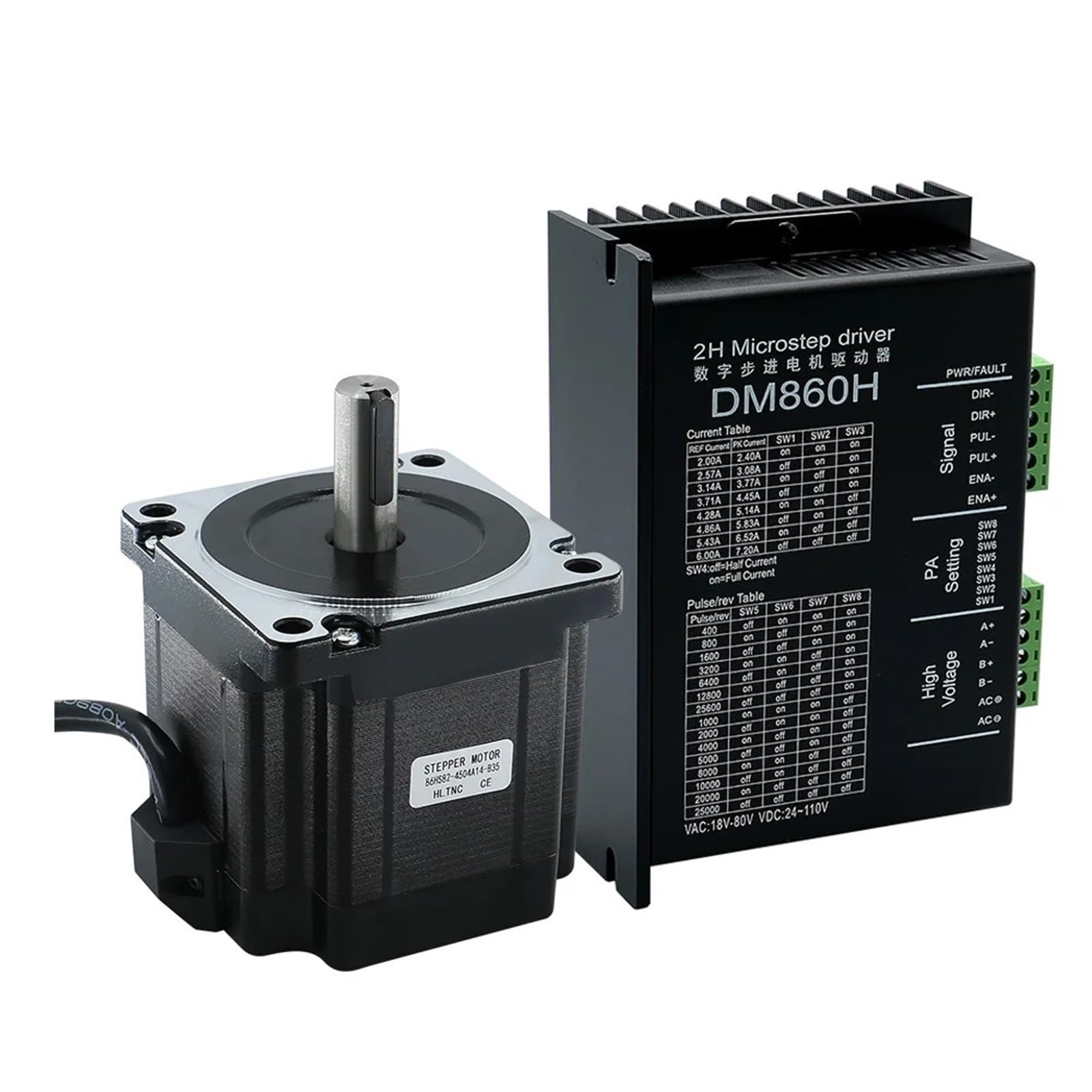 86mm 86HS82 4.5Nm 46kg.cm 4.5A 2Phase Stepper Motor with DM860H Hybrid DC Driver for CNC Engraver Milling Router 1Pcs