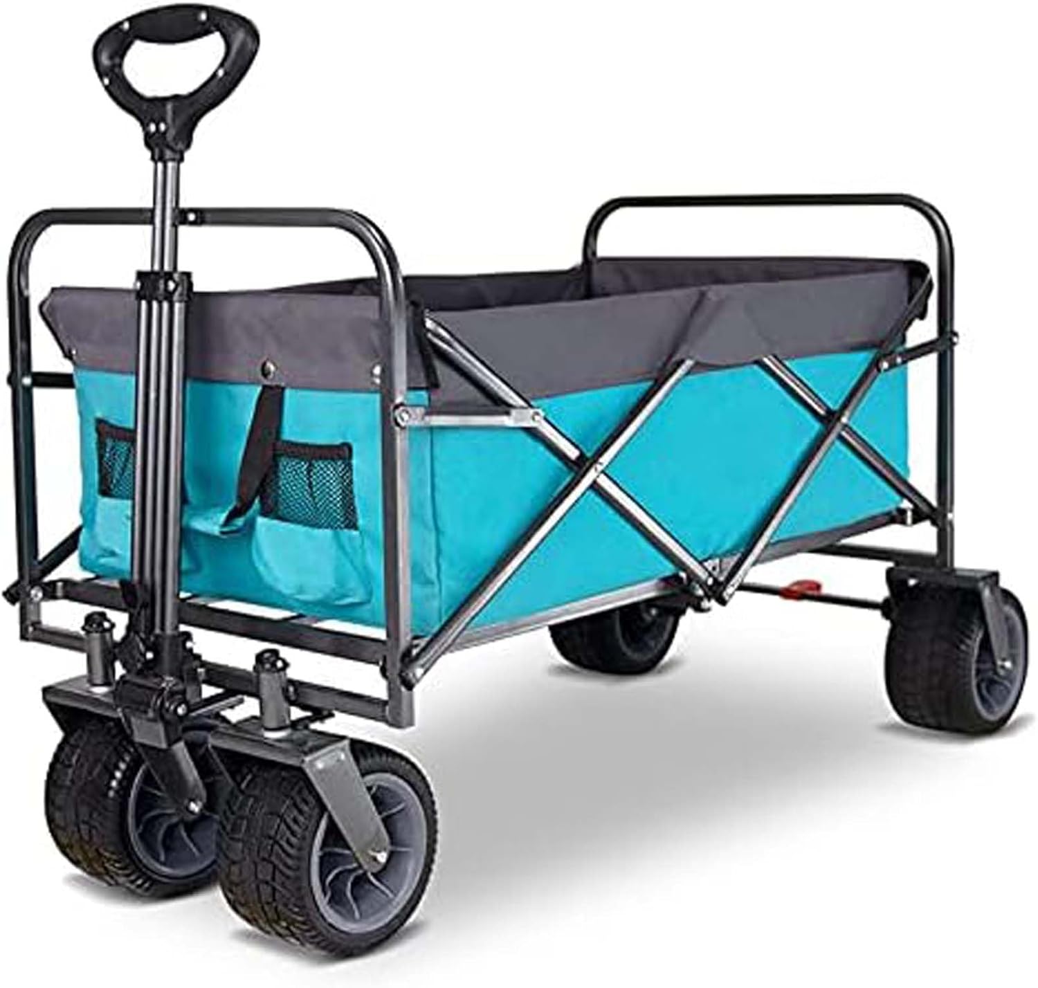 Collapsible Folding Wagon, Folding Camping Wagon,Collapsible Beach Garden Trolley,Cart Heavy Duty,92L Large Capacity,Suitable for Garden and Outdoor Camping (A)