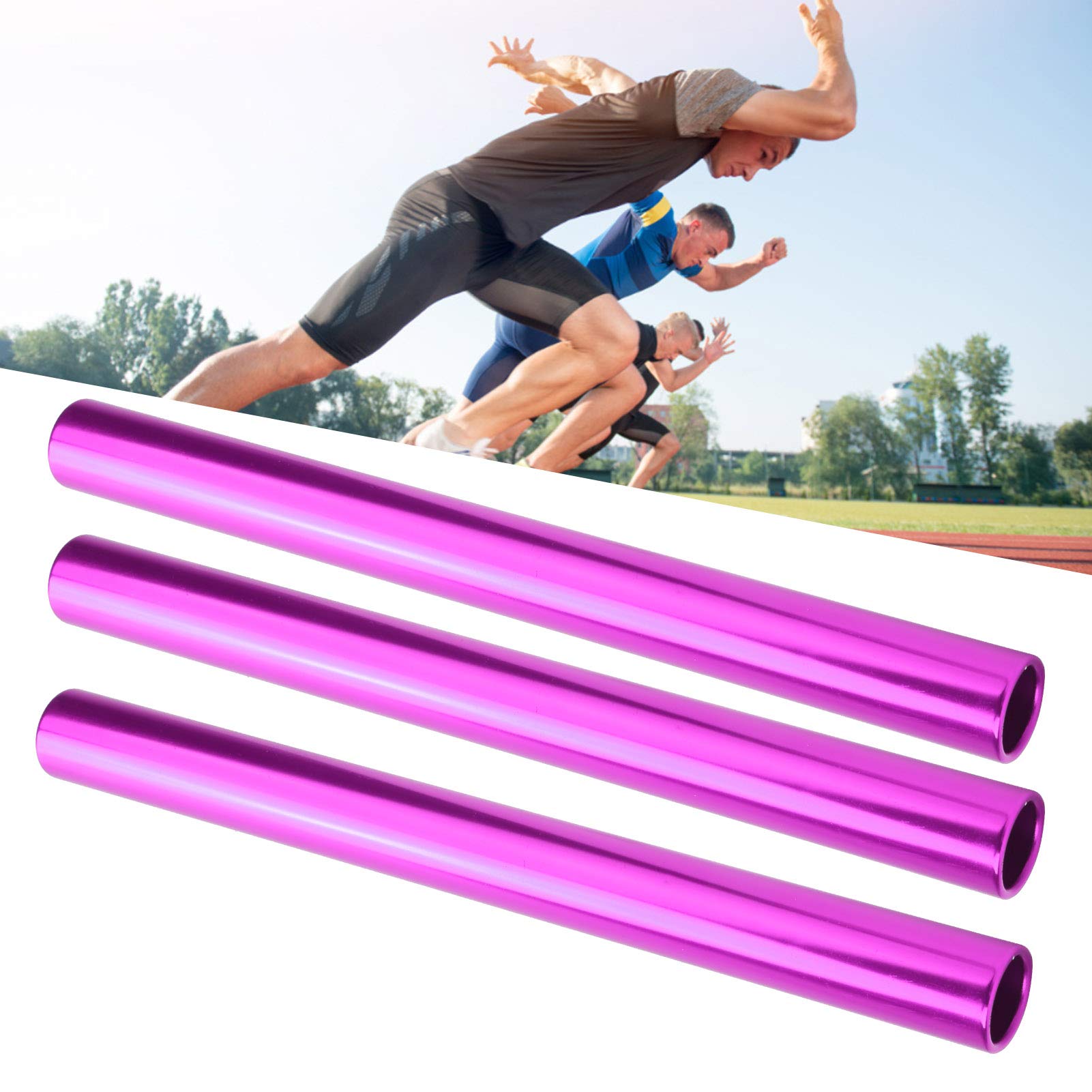 Pilipane Track and Field Relay Batons Sticks, 3pcs Aluminum Alloy Electroplated Relay Batons, Track Batons Race Equipments for Track and Field Sprint Matches (Purple)