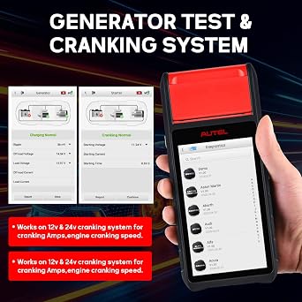 Autel MaxiBAS BT608 Automotive Battery & Electrical System Tester | 6V/12V 100-3000CCA, Adaptive Conductance, AutoVIN, Built-in Printer, Cranking & Charging Test, Free Lifetime Updates