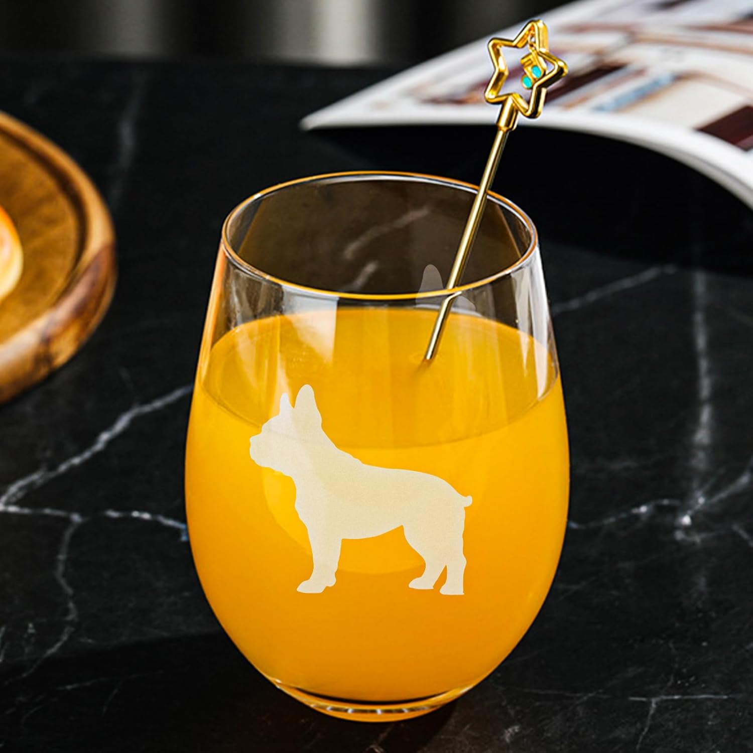 French Bulldog Stemless Wine Glass - Set of 2, Glassware for Birthdays, Parties and Anniversaries, Ideal Gift for French Bulldog Lovers, Breed Name Engraved at Base, 15.5oz. - Image 6