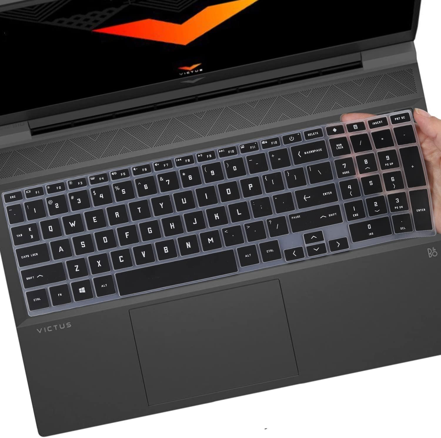 Oaky Keyboard Cover for 2024 2023 HP Victus 15.6 inch FHD Gaming Laptop 15-FA_, 15-FB__ Series & HP Victus 16.1 inch Waterproof Dust-Proof Ultra Thin Keyboard Skin Protector - Silicon Black