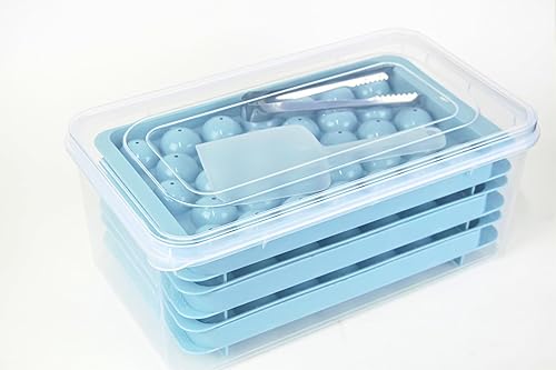 Miniatura 8 de Bandejas redondas modernas para cubitos de hielo con tapa, cuchara de Tong, 1.2 pulgadas x 99 piezas, molde redondo para cubitos de hielo con