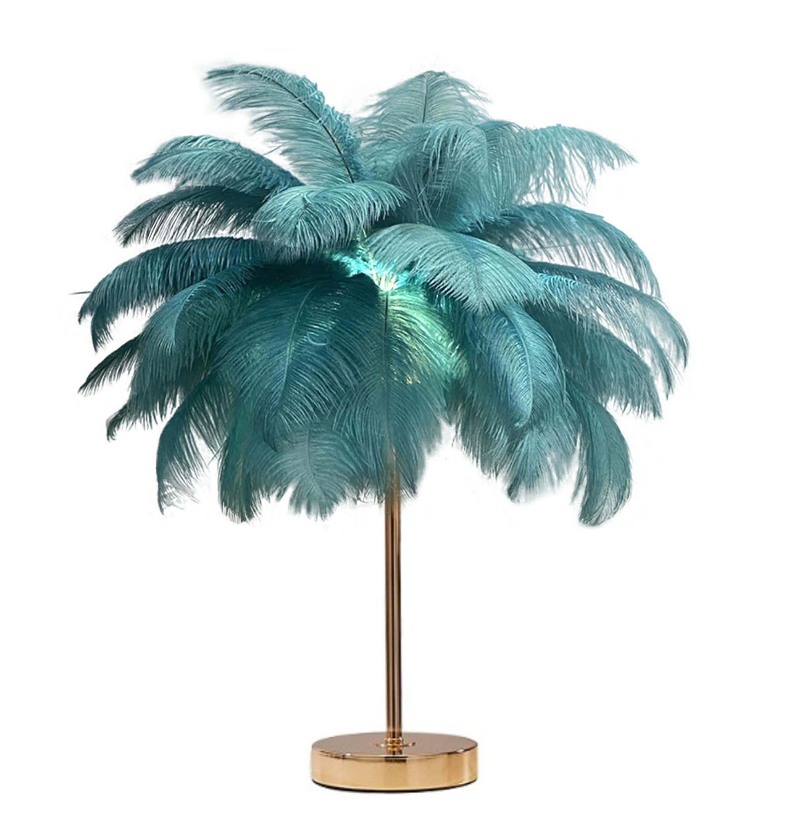 GUANSHAN Ostrich Feather Table Lamp Creative Feather Lampshade Table Light Romantic Decorative Ostrich Feather Table Lighting Night Light for Living Room, Bedroom