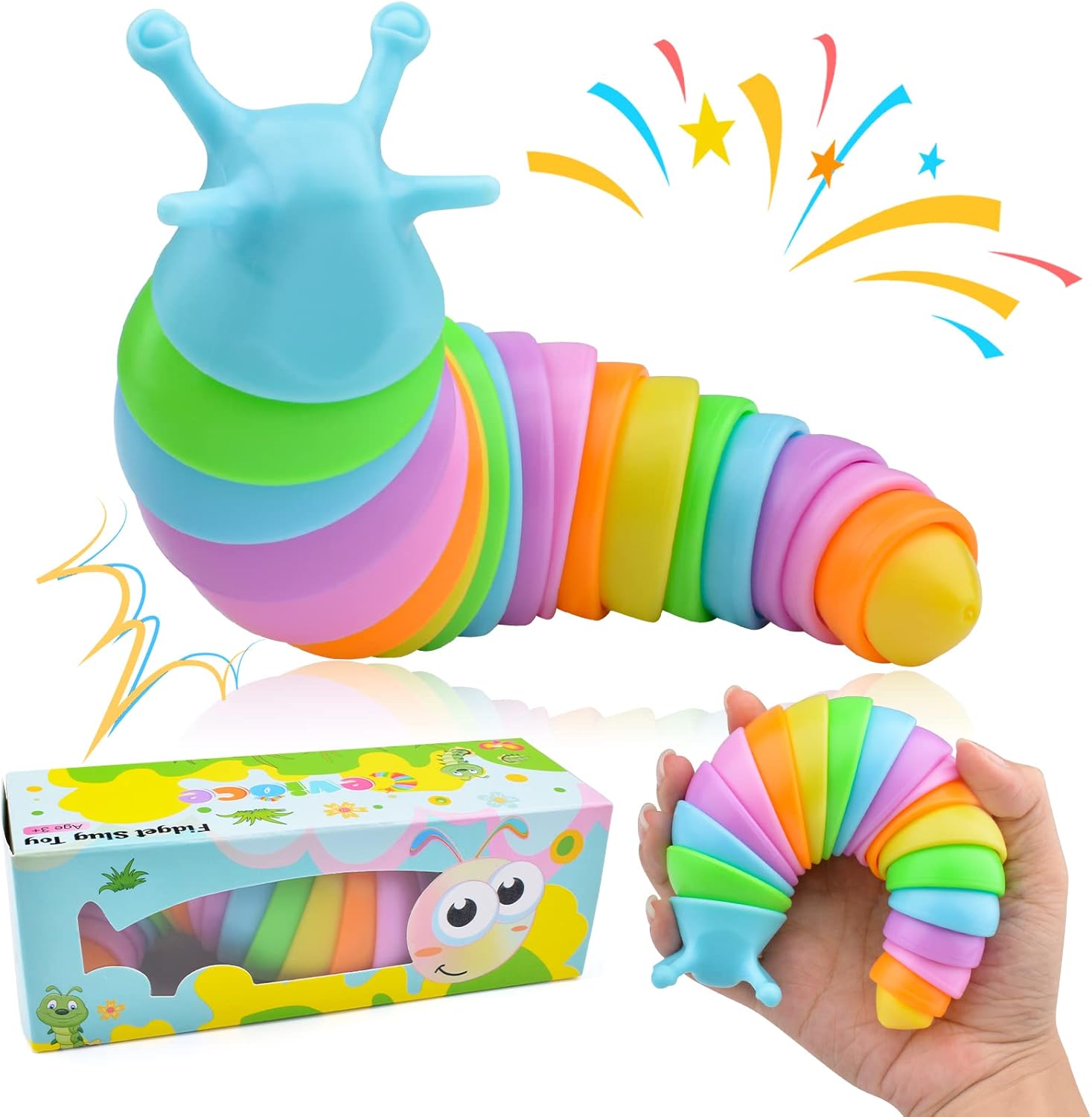 Cevioce Easter Basket Stuffers Gifts for Toddler Kids Sensory Slug Fidget Toys, Fidget Slug Toys for Adult & Kid Party Favors, 1 PC Cute Autism Sensory Toys for Autistic Children, Travel Toys for 3+