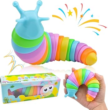 Cevioce Sensory Slug Fidget Toys, Fidget Slug Toys for Adult & Kid Party Favors, 1 PC Cute Autism Sensory Toys for Autistic Children, Travel Toys for 3+ Easter Basket Stuffers Gifts for Toddler Kids