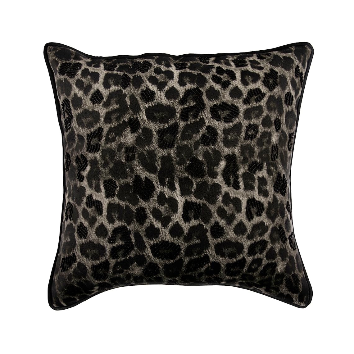 The HomeCentric Black & Grey Cushion Cover For Sofa, Pack of 2, 55x55 cm (22"x22") Faux Leather & Suede Cushioncases, Cushion Covers with Leopard Spots, Animal Patterned, Modern Style - Spotted Wild โ image 1